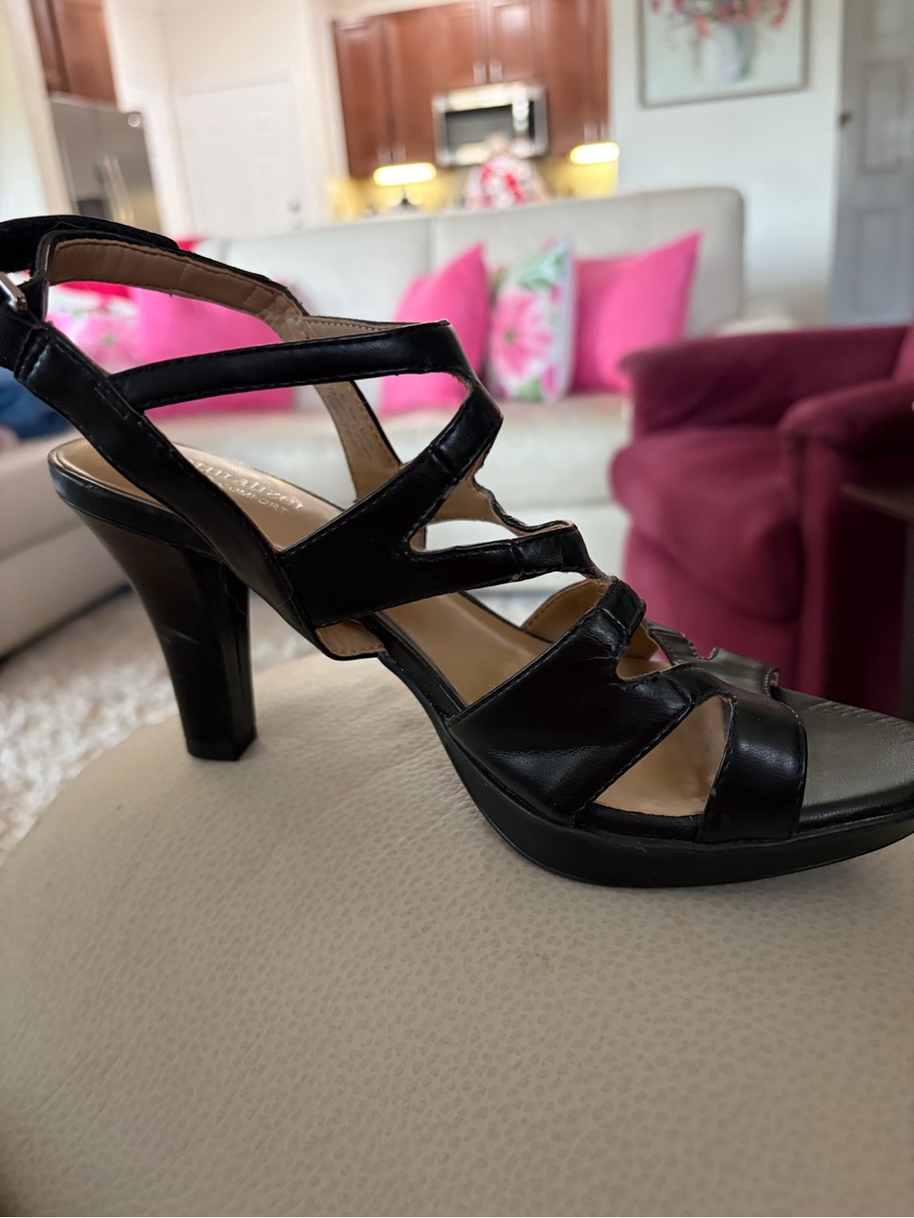 Naturalizer Black Strappy High Heel Sandals